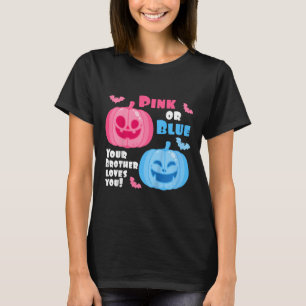 Camiseta Crianças Sexo De Halloween Revele Seu Irmão Te Ama
