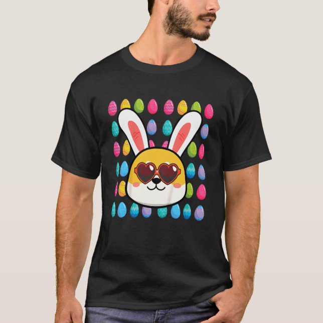 Camiseta Crianças Shiba Inu Bunny Ears Páscoa Dia Cachorro  (Frente)