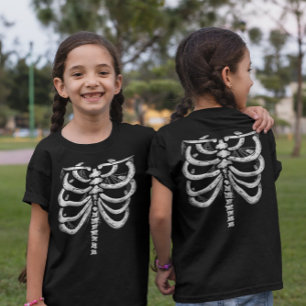 Camiseta Crianças Skeleton Halloween (frente e verso)