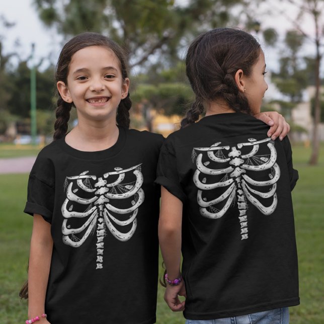 Camiseta Crianças Skeleton Halloween (frente e verso) (Criador carregado)