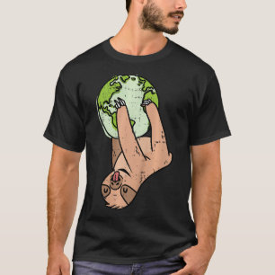 Camiseta Crianças Sloth Prendendo o Dia da Terra Animal Amb