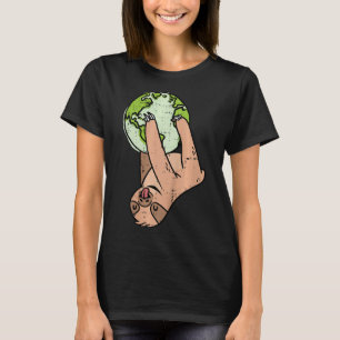 Camiseta Crianças Sloth Prendendo o Dia da Terra Animal Amb
