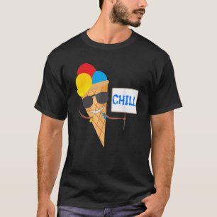 Camiseta Crianças Sorvete Cone Vestindo Óculos Solares Sumo