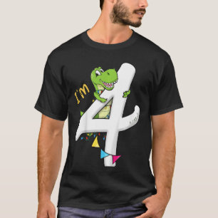 Camiseta Crianças, sou 4 anos Dino 4 Bday Boys Dinossaur 4