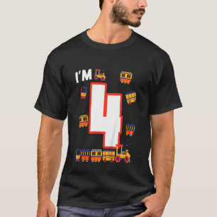 Camiseta Crianças, sou 4 Comboios de Aniversário da Estrada