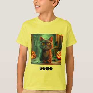 Camiseta Crianças Spooky Halloween Cat T-Shirt