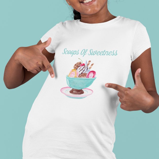 Camiseta Crianças Sundae de Sorvete de Aquarela (Criador carregado)