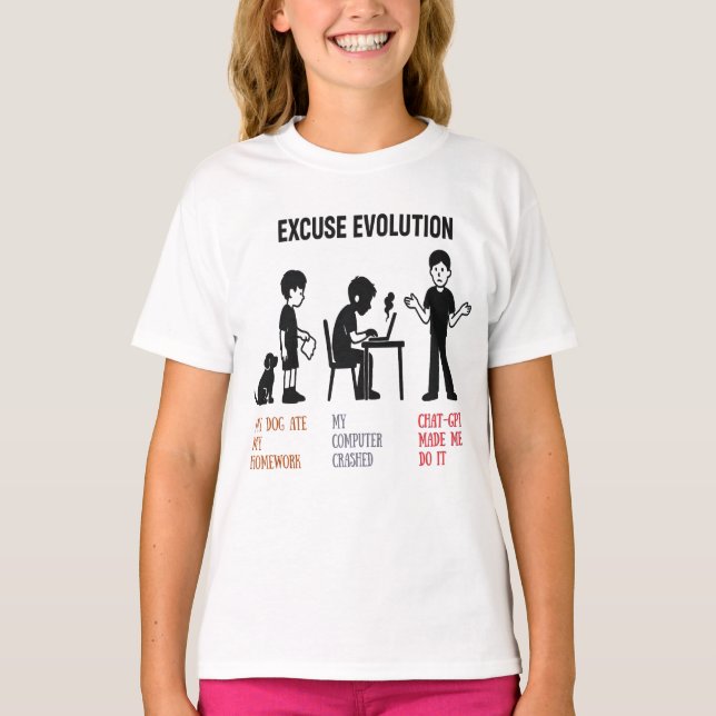 Camiseta Crianças T-shirt. "Desculpem Evolução" engraçado - (Frente)