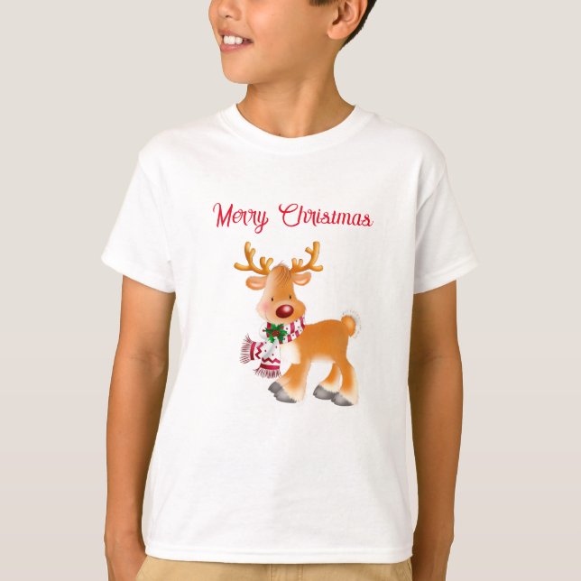 Camiseta Crianças T-Shirt Holiday Rudolph (Frente)