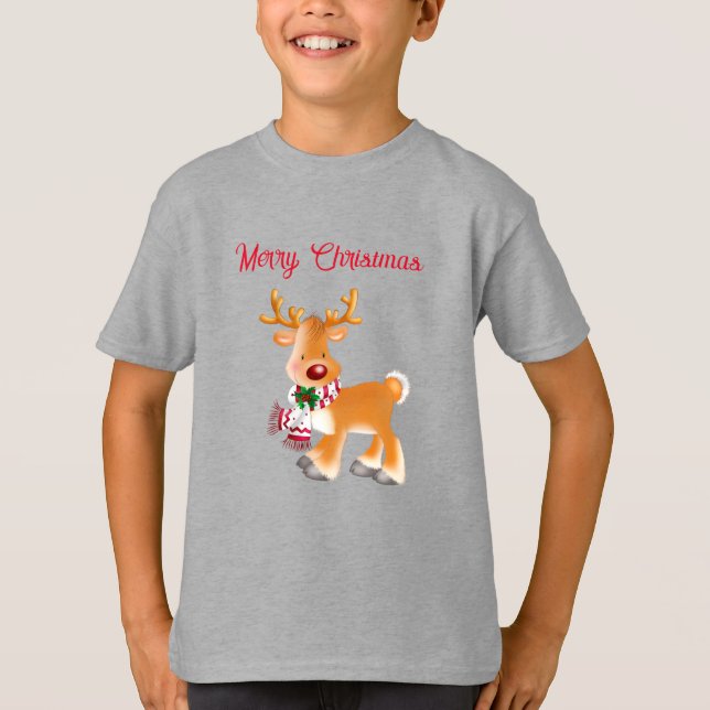 Camiseta Crianças T-Shirt Holiday Rudolph (Frente)