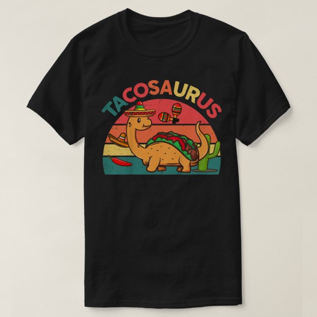 Camiseta Crianças Tacossauro Tacos Mexicanos-Camisas Toddle (Frente do Design)