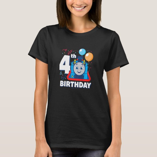 Camiseta Crianças Thomas e Amigos Felizes 4º aniversário (Frente)