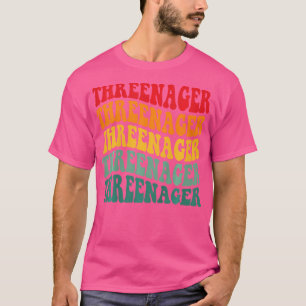 Camiseta Crianças Threenager Boy Retro Groovy Terceiro Bday