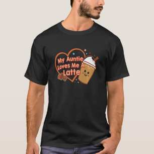 Camiseta Crianças Tia Café Minha Tia Me Ama Um Bebê Latte