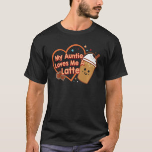 Camiseta Crianças Tia Café Minha Tia Me Ama Um Bebê Latte