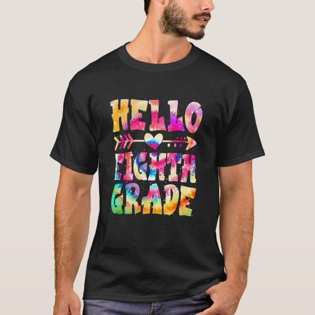 Camiseta Crianças Tie Dye Alô Oitavo Professor do 8º ano Pr (Frente)