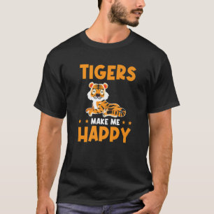 Camiseta Crianças Tigre Animais Selvagens Me Fazem Feliz