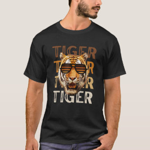 Camiseta Crianças Tigre Laranja Roubado Óculos de Sol para