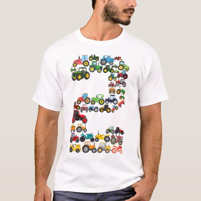 Camiseta Crianças - Trator de Fazenda de segundo aniversári (Frente)