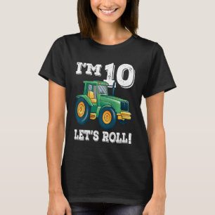Camiseta Crianças Trator de Fazenda Verde 10ª Festa de aniv