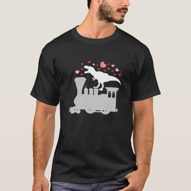 Camiseta Crianças Treinam Corações Rex De Dia de os namorad (Frente)