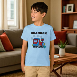 Camiseta Crianças Treinam Meninos Nome Personalizado Azul