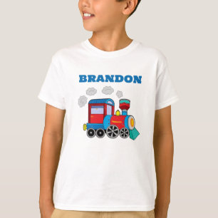 Camiseta Crianças Treinam Meninos Nome Personalizado Azul
