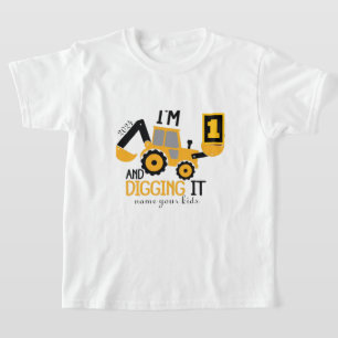 Camiseta Crianças Três 3 anos 3º Aniversário Construção Men