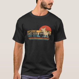 Camiseta Crianças Três aniversário de 3 anos Rex Dinos D