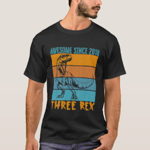 Camiseta Crianças Três aniversário de 3 anos Rex Terceir