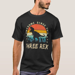 Camiseta Crianças Três aniversário de 3 anos Rex Terceiro D