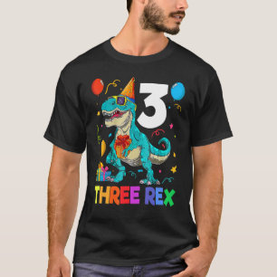 Camiseta Crianças Três aniversário de 3 anos Rex Terceiro D