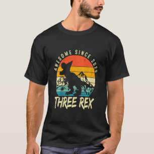 Camiseta Crianças Três aniversário de 3 anos Rex Terceiro D