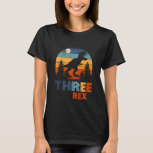 Camiseta Crianças Três aniversário de 3 anos Rex Terceiro D