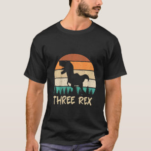 Camiseta Crianças Três aniversário de 3 anos Rex Terceiro D