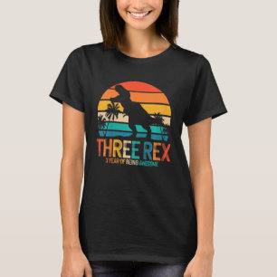 Camiseta Crianças Três aniversário de 3 anos Rex Terceiro D