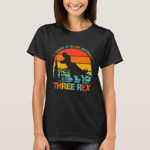 Camiseta Crianças Três aniversário de 3 anos Rex Terceiro D