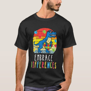 Camiseta Crianças Trex Dino Abrace Diferenças Meninos Bebês