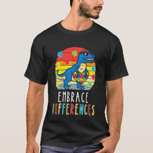 Camiseta Crianças Trex Dino Abrace Diferenças Meninos Bebês