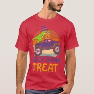 Camiseta Crianças Trick Rawr Treat Dinossaur Monster Truck 