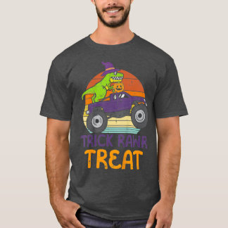 Camiseta Crianças Trick Rawr Treat Dinossaur Monster Truck 