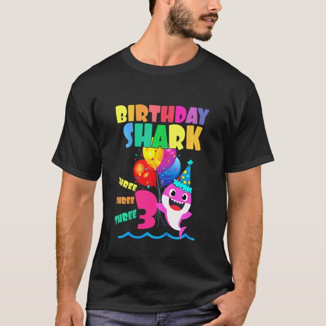 Camiseta Crianças Tubarão Bebê Menino Criança Aniversário d (Frente)