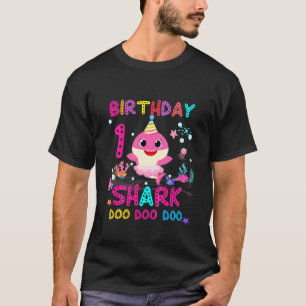 Camiseta Crianças Tubarão-Bebê primeiro aniversario 1 An