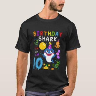 Camiseta Crianças Tubarão-Cute 10º Aniversário Garota 1