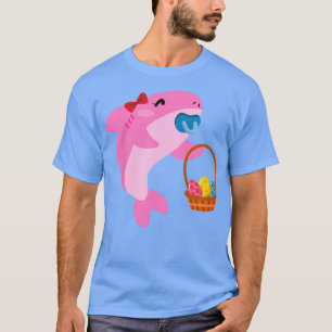 Camiseta Crianças: Tubarão-doce com cesta de Páscoa e ouvid