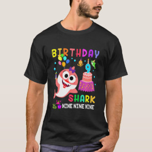 Camiseta Crianças Tubarão-Fato-De-Cama 9º Aniversário G