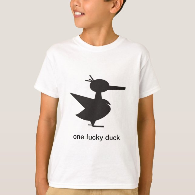 Camiseta Crianças - Uma Camisa-T De Pato Sortudo (Frente)