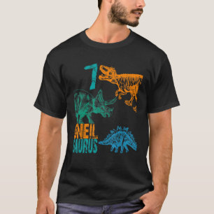 Camiseta Crianças Uneil Saurus 7 Birthday Boys Rex Bday Par