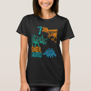 Camiseta Crianças Uneil Saurus 7 Birthday Boys Rex Bday Par