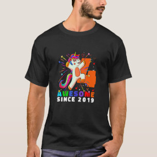 Camiseta Crianças Unicorn 4 Aniversário 4 Anos Incrível des